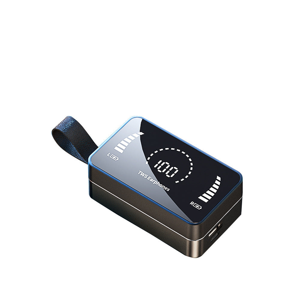 Bluetooth charging case for earphones with LED display and USB port, perfect for on-the-go audio solutions.